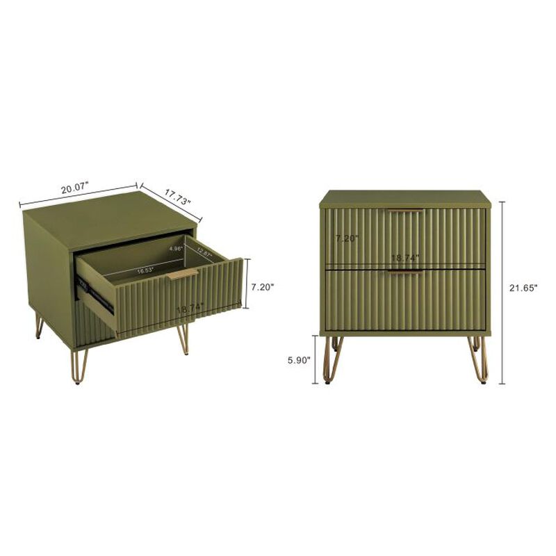 Dumbo 2-Drawer Nightstands in Green (Set of 2)