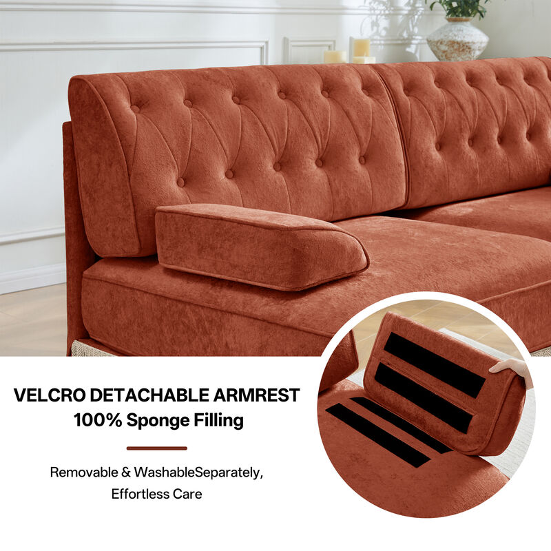 TATEUS Velvet Fabric Sofa image number 6