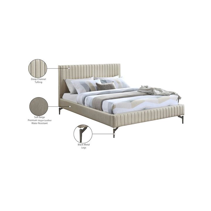 Meridian Furniture Gallo Beige Vegan Leather King Bed