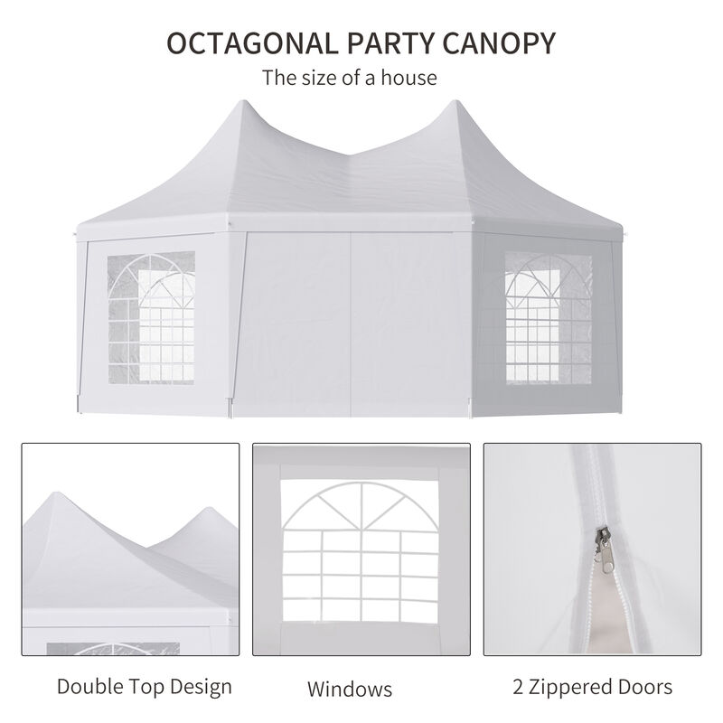 Outsunny 22 x 16 ft Party Tent, Wedding Tent with Sidewalls, Heavy Duty Event Tent with 2 Doors and 6 Windows, Outdoor Gazebo Tent for Party, White