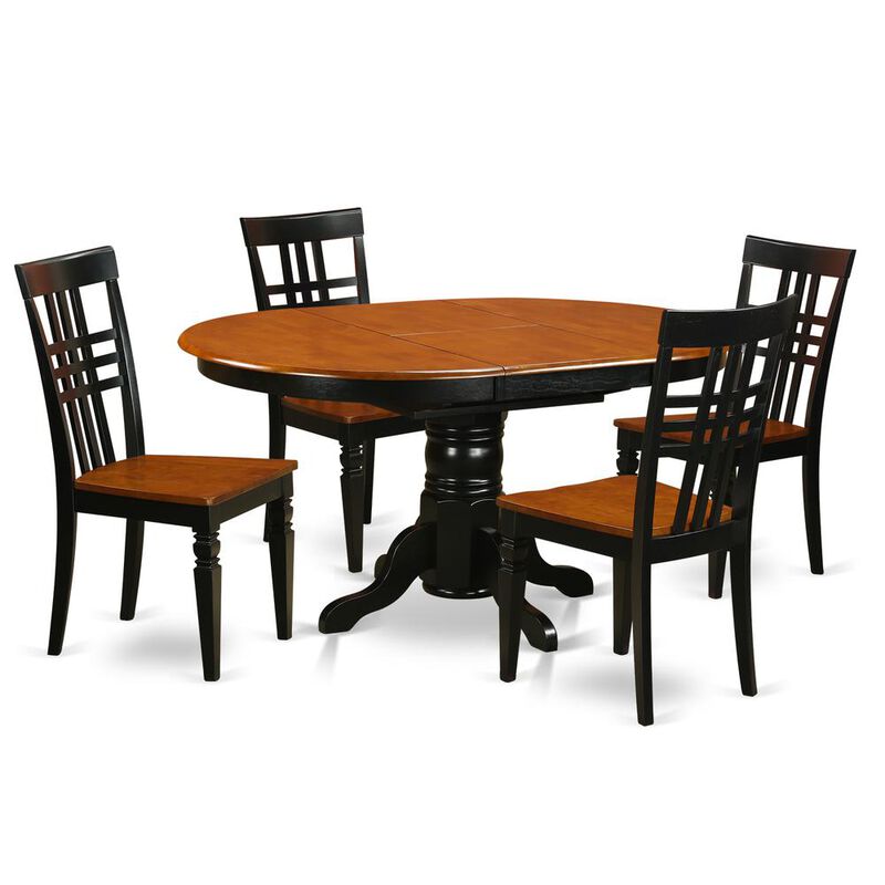 5 PC Kitchen Tables and chair set with a Kenley Dining Table and 4 Kitchen Chairs in Black and Cherry
