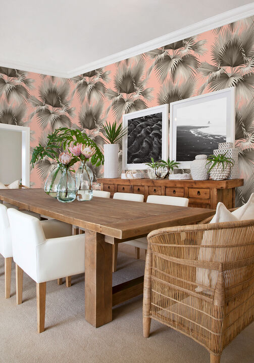 Summer Palm Blush Tropical Wallpaper