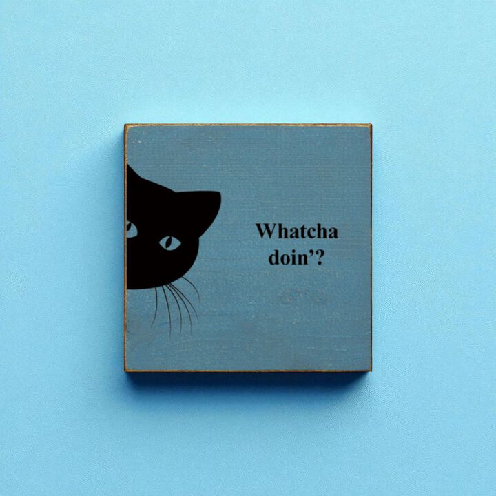 Funny Cat Wooden Sign Cute Cat Wall Decor Gift for Cat Lovers