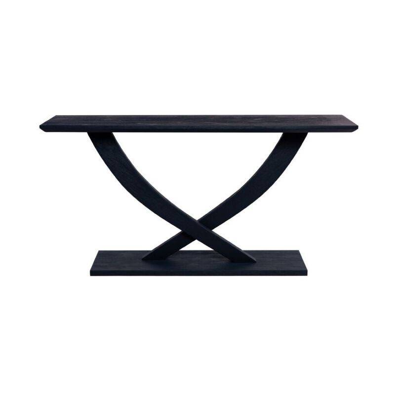 Kee Sofa Console Table , Cross Legged Pedestal Base, Navy Blue 57 Inch image number 2