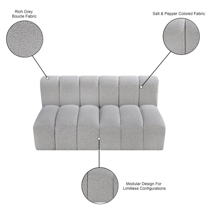 Meridian Furniture Arc Grey Boucle Fabric Modular Sofa