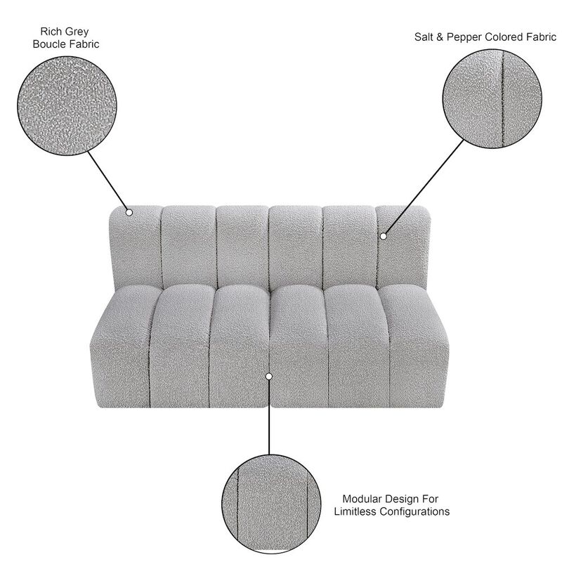 Meridian Furniture Arc Grey Boucle Fabric Modular Sofa