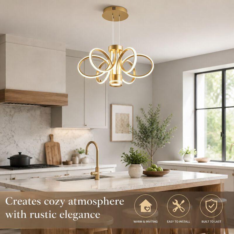 ELEMENT ACE Modern Farmhouse LED Ceiling Chandelier Hanging Light for Dining Rooms, Kitchen Islands, Foyers & Home Living Spaces image number 4