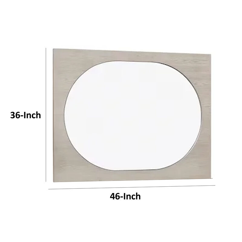Celly Mirror, Round Beveled Edges, White Oak Solid Rubberwood 36x46