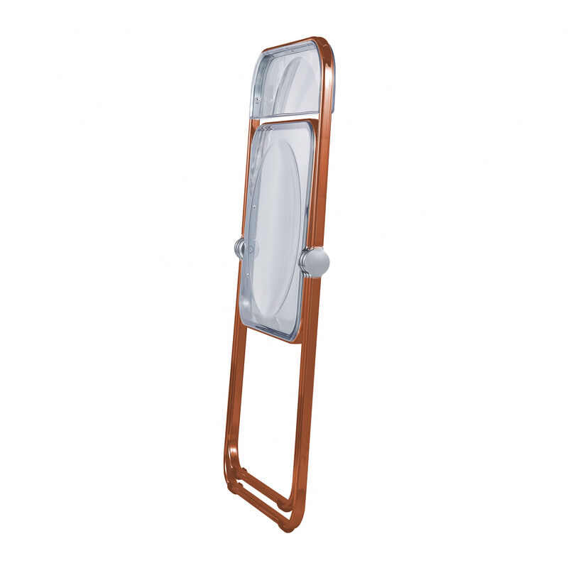 LeisureMod Lawrence Acrylic Folding Dining Chair with Open-Back Design in Green Metal Frame – Space-Saving Chair for Dining Room, Kitchen, and Modern Spaces