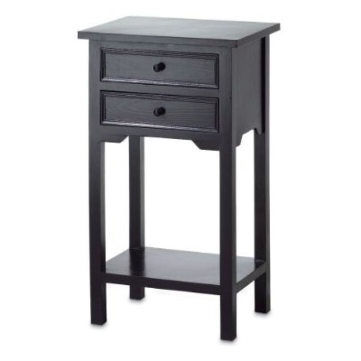 Hivvago Set of 2 Nightstand Side Tables / End Table in Black Finish Pine Wood