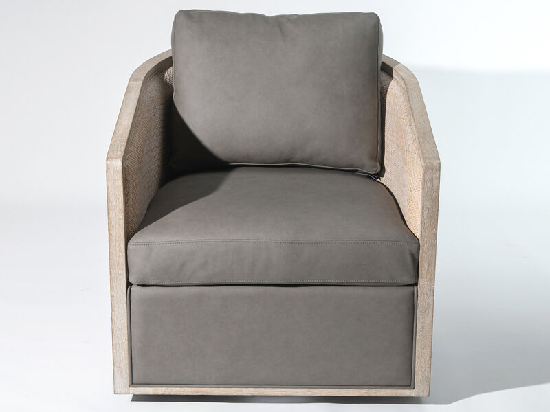 Claude Genuine Leather Swivel Cane Chair image number 0