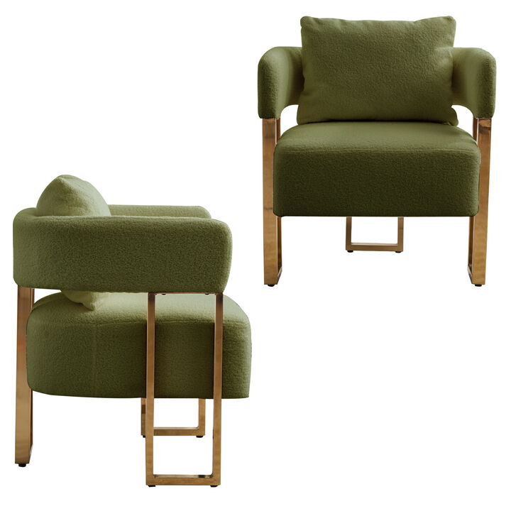 GOODSILO Modern Upholstered Accent Chair with Gold Metal Legs