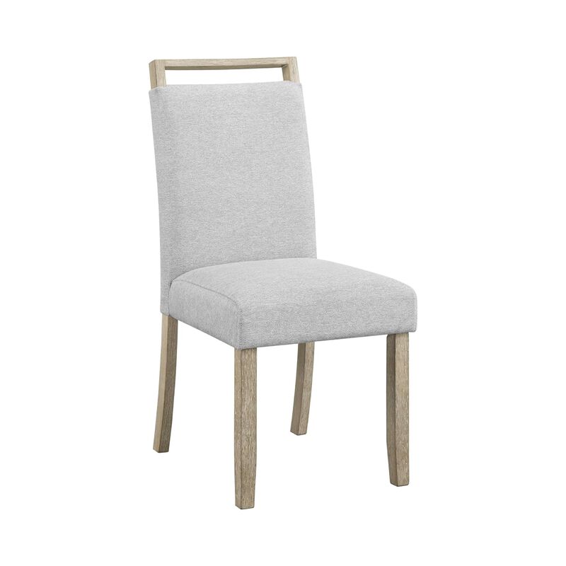 Koji Dining Chair Set of 2, Gray Fabric Padded Seat, Brown Wood Frame image number 0