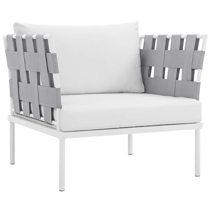 Harmony 3 Piece Outdoor Patio Aluminum Sectional Sofa Set - White White