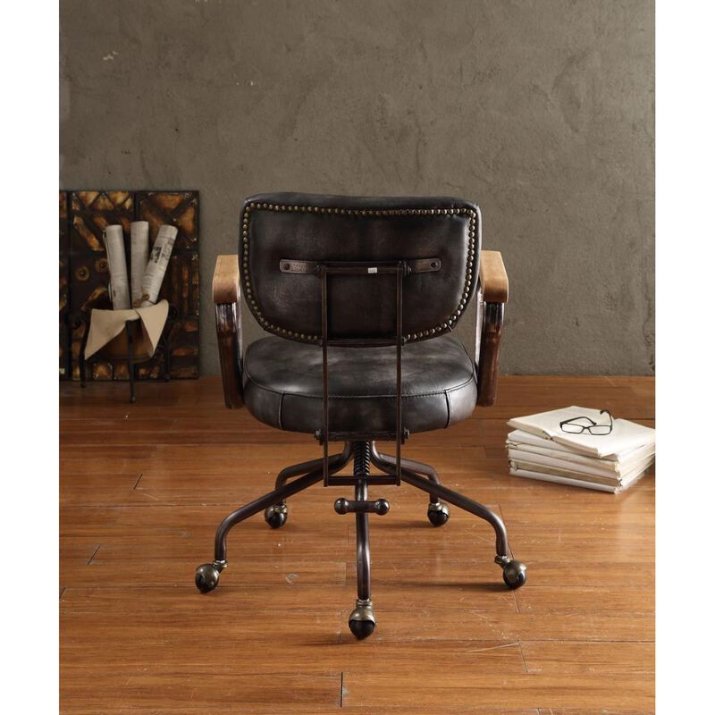 Hallie Office Chair in Vintage Black Top Grain Leather