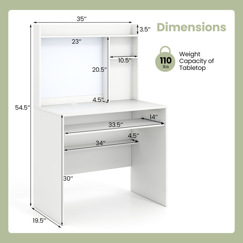 Compact Office Desk with Hutch and Magnetic Whiteboard for Productivity image number 4