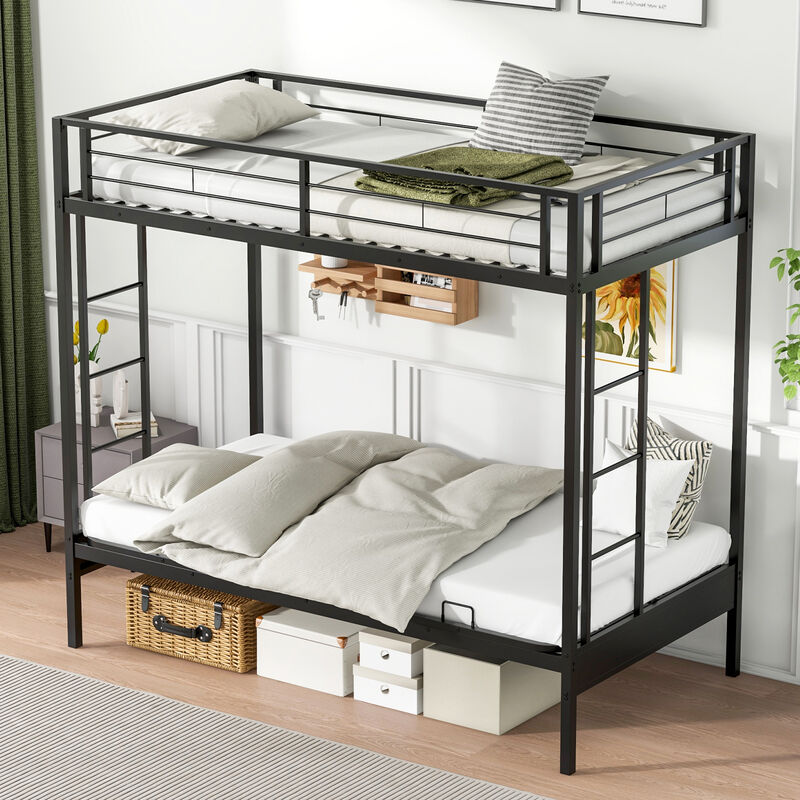 Over Futon Bunk Bed with 2 Ladders and Safety Guardrails