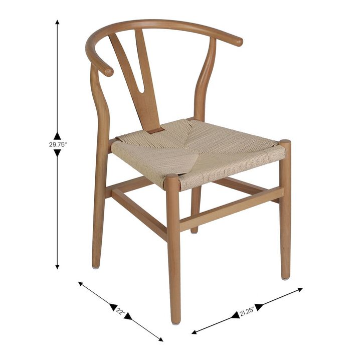 Flash Furniture Y-Back Style Wood and Kraft Paper Stackable Dining Chair with Oak/Natural Finish