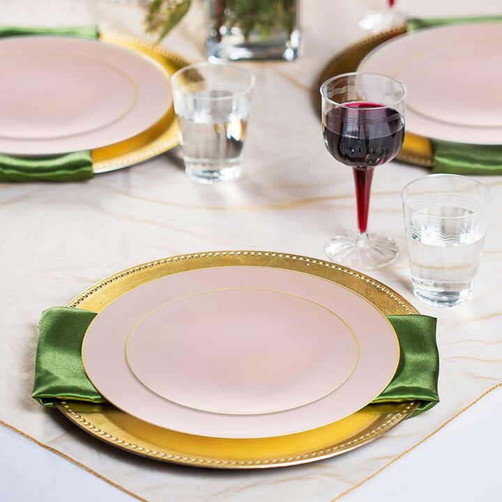 Gold Rim Organic Round Plastic Wedding Value Set