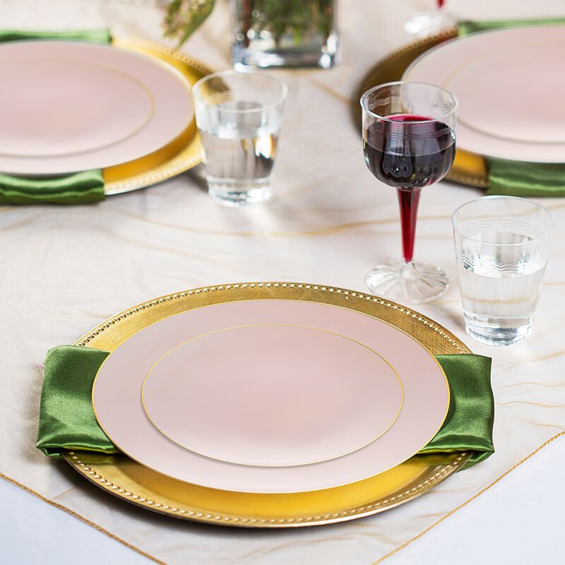 Gold Rim Organic Round Plastic Wedding Value Set image number 1
