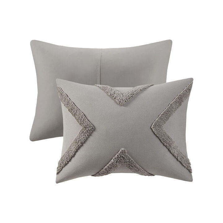Gracie Mills Solange Modern Geometric Cotton Chenille Duvet Cover Set