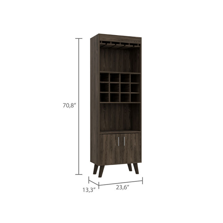 Kisco 1-Drawer 2-Shelf Bar Cabinet Dark Walnut