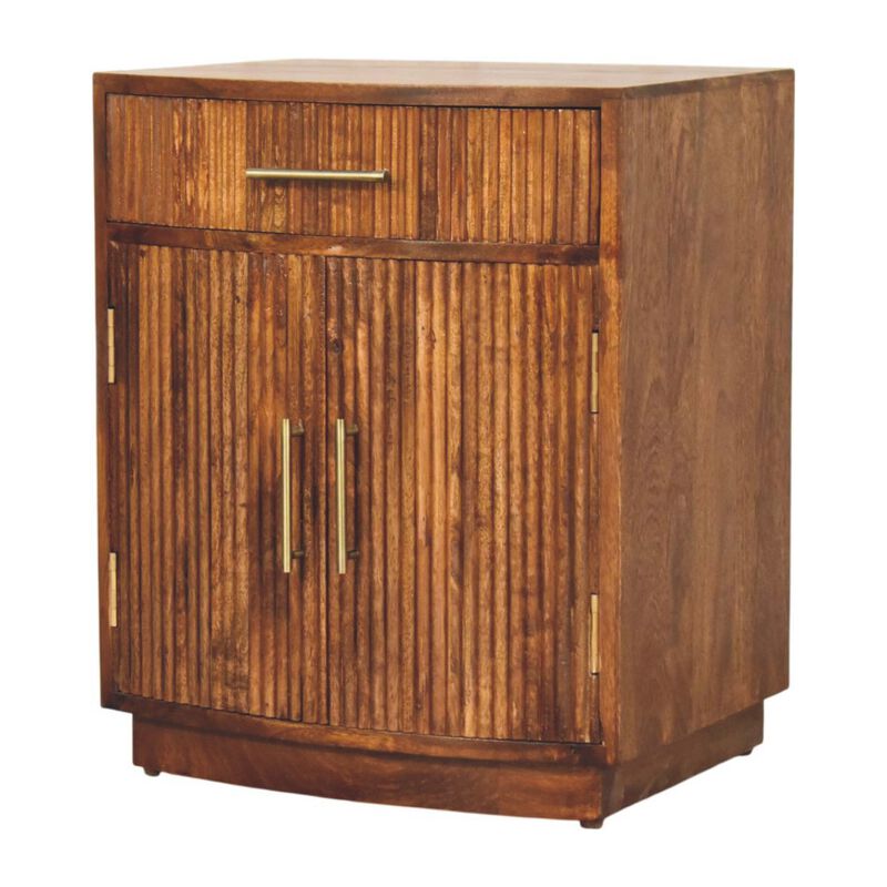 Artisan Furniture Solid Wood Milan Fluted Bedside Cabinet, Brown image number 3