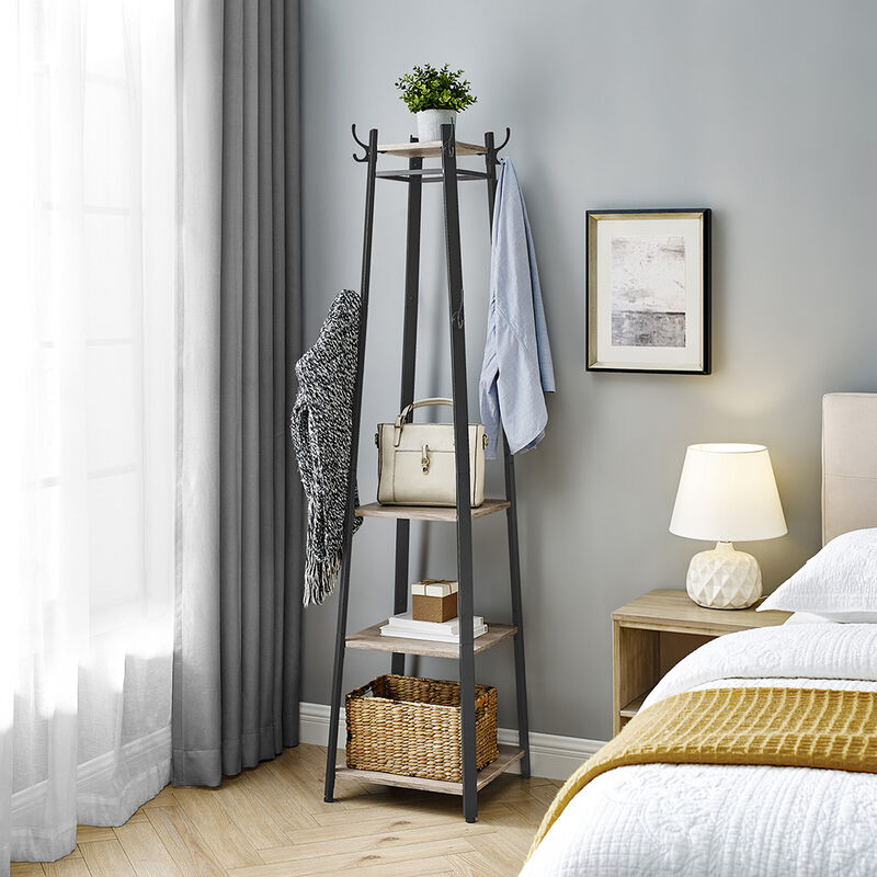 Coat Rack Stand with 3 Shelves for Entryway Organizer Storage image number 5