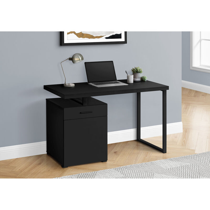 Monarch Specialties I 7761 Computer Desk, Home Office, Laptop, Left, Right Set-up, Storage Drawers, 48"L, Work, Metal, Laminate, Black, Contemporary, Modern