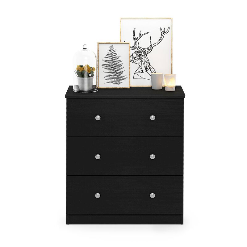 Simple Design 3-Drawer Chest Drawer, Dresser with Knob, Americano