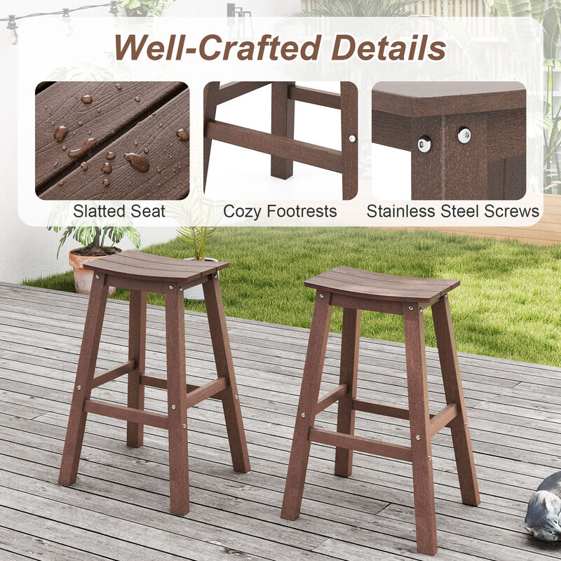 HDPE Armless Patio Bar Stools Set – Saddle Seat Outdoor Counter Chairs
