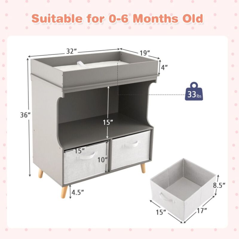 Baby Diaper Changing Station with Large Storage Capacity and Safety Belt image number 5