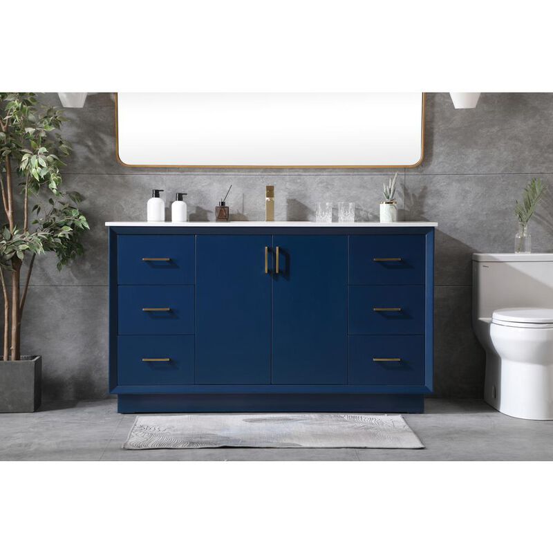 Elegant Kitchen and Bath 60 Inch SIngle Bathroom Vanity In Blue