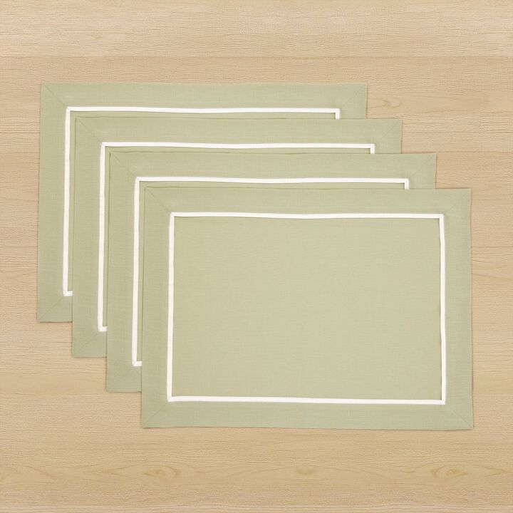 Linen Placemats Set of 4 for Dining Table Decor, 14 x 19 Inch - Kensington