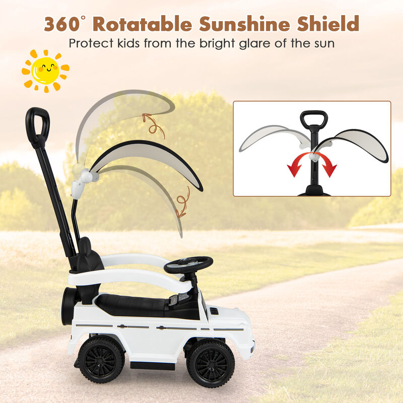 3-in-1 Kids Ride-On Push Car with Canopy for Toddler Outdoor Play image number 3