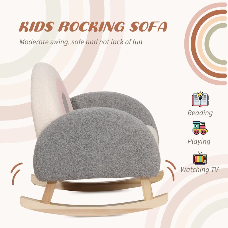 Kids Sofa, Rocking Chair, Kids Arm Chair for Nursery Kindergarten Playroom Bedroom, Gift for 3-5 Years Old Boys Girls, Gray