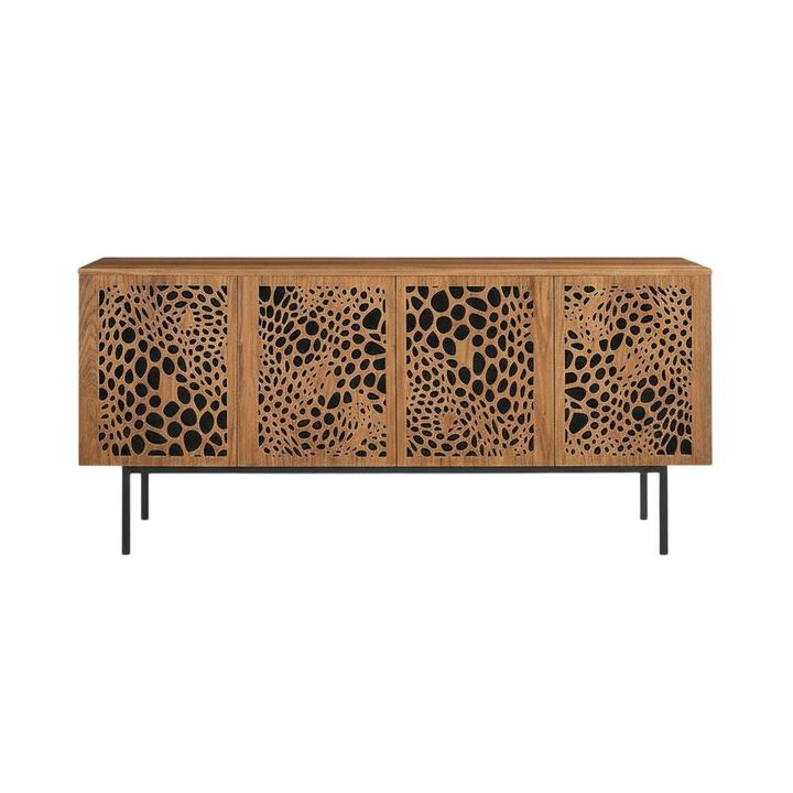 Wooden Brown TV Stand with Ample Storage Space and Modern Design