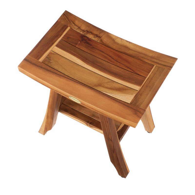 EcoDecors 18 Inch Satori Natural Teak Waterproof Teak Wood Shower Bench