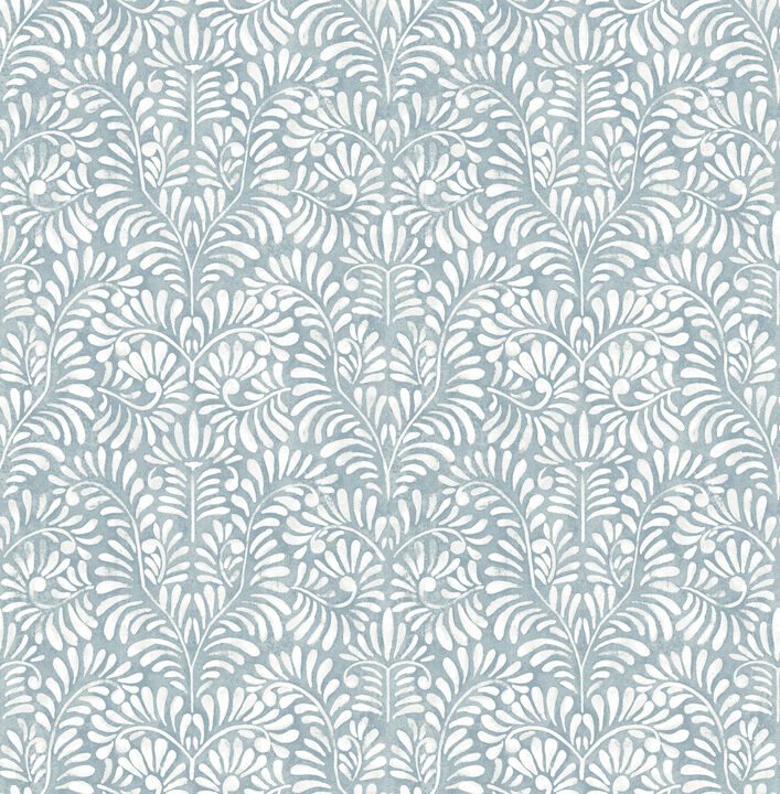 Elma Sky Blue Fiddlehead Wallpaper