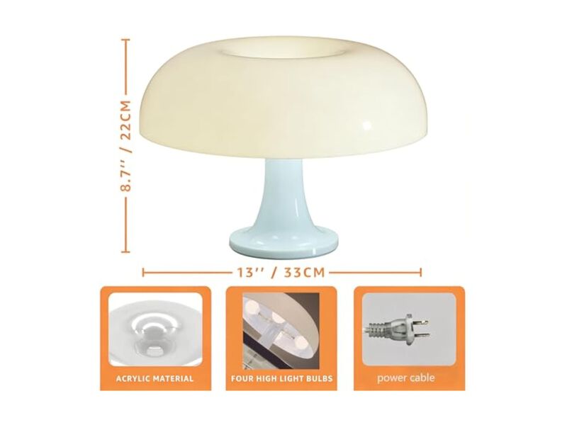 LED 3 Color Modern Mid Century Mushroom Lamp For Living Room Bedroom Office image number 2