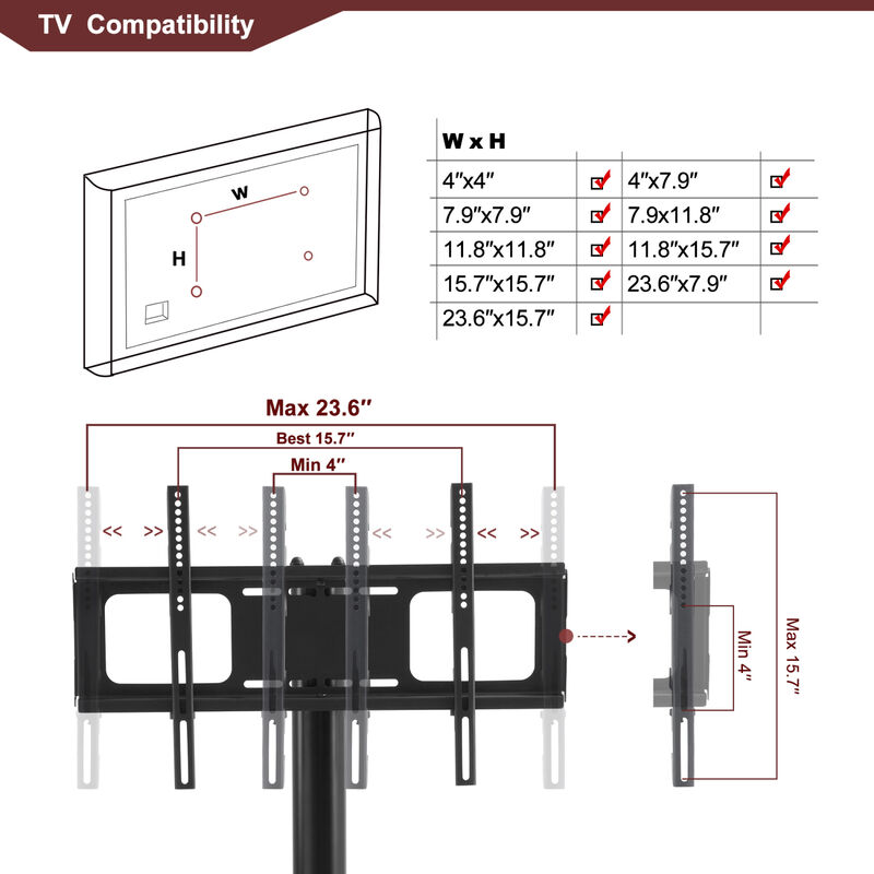 Streamdale Multi-Function TV Stand Height Adjustable Bracket Swivel 3-Tier image number 7