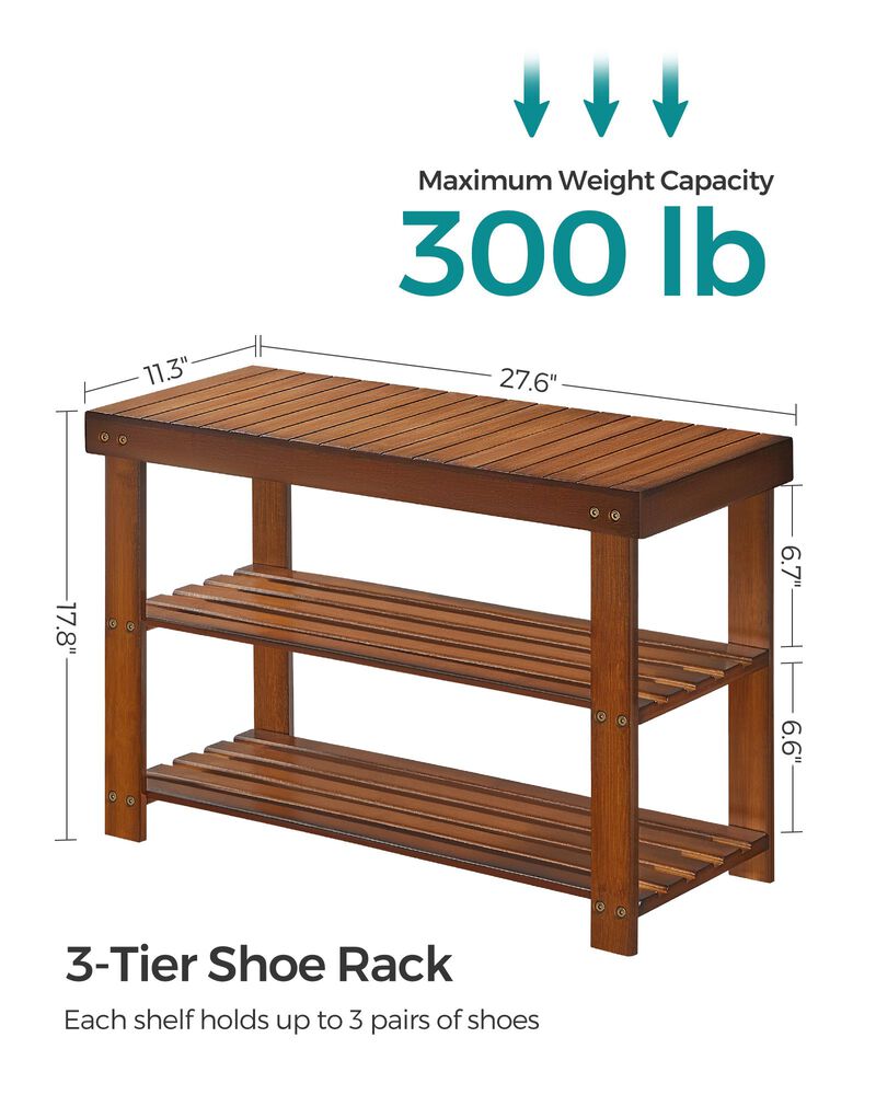 3 Tier Shoe Rack Bench Wicker Style Entryway Storage Seat image number 2