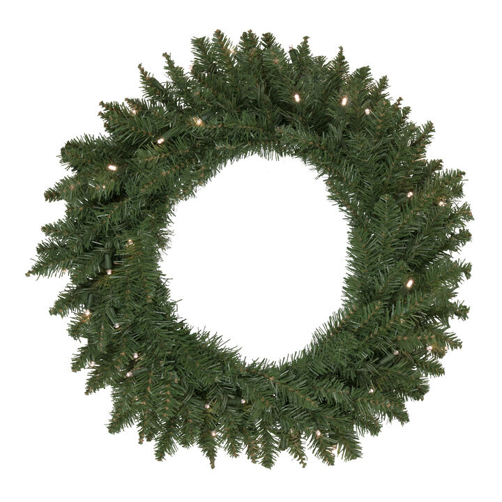 Pre-Lit Winona Fir Artificial Christmas Wreath  24-Inch  Warm White LED Lights