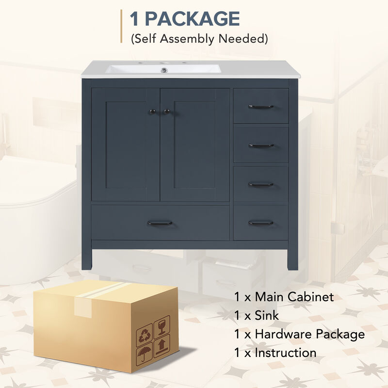 Merax Bathroom Vanity with Ceramic Sink Combo