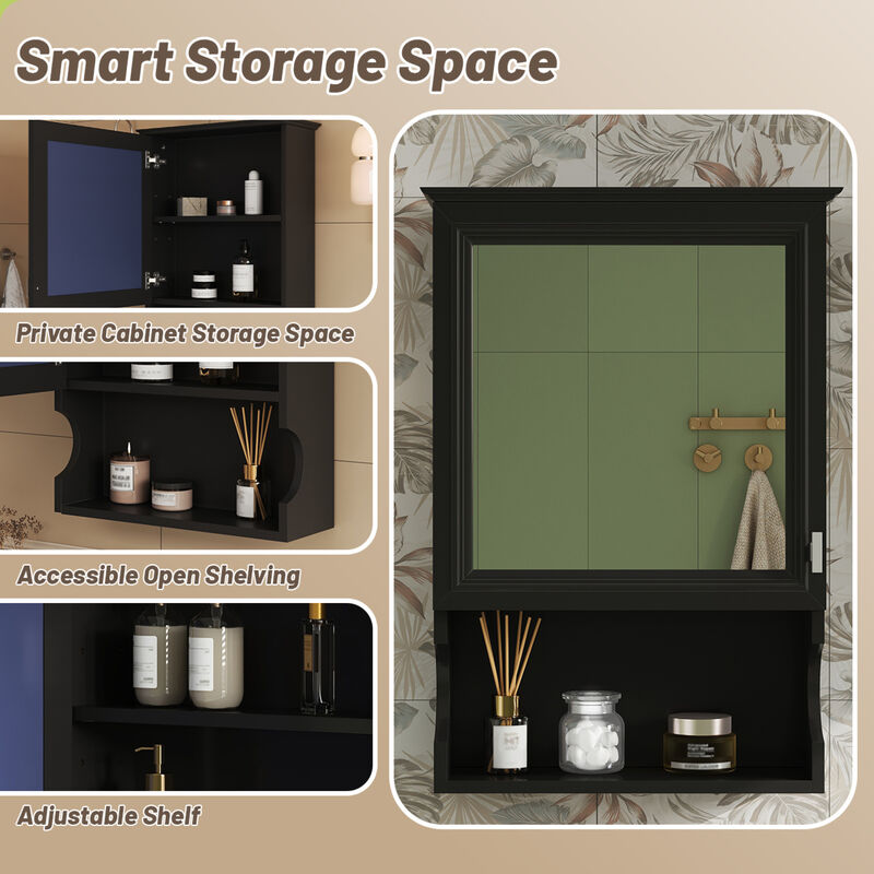 ELEMENT ACE Wall Mounted Bathroom Storage Cabinet with Mirror and Adjustable Shelf image number 6