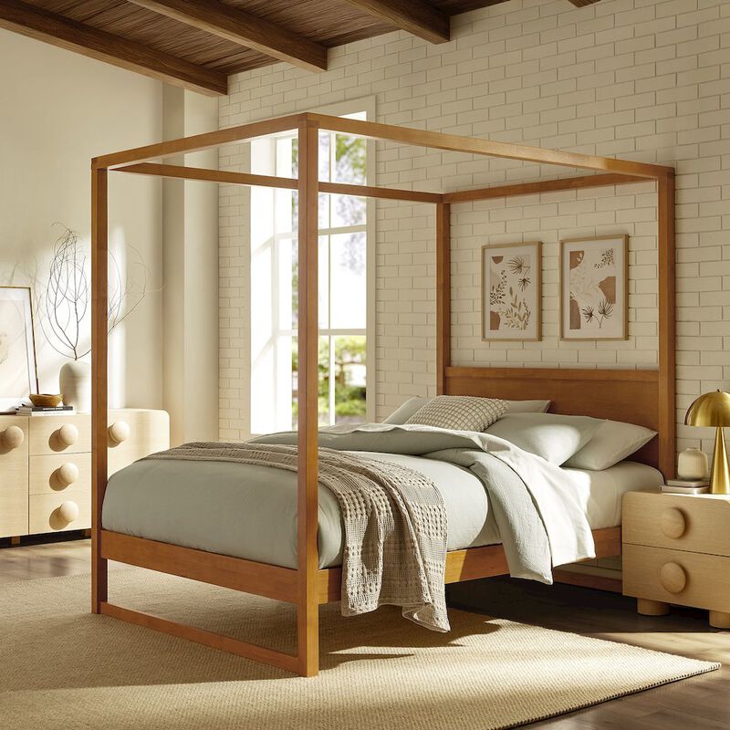 Alva Queen Wood Canopy Platform Bed image number 8