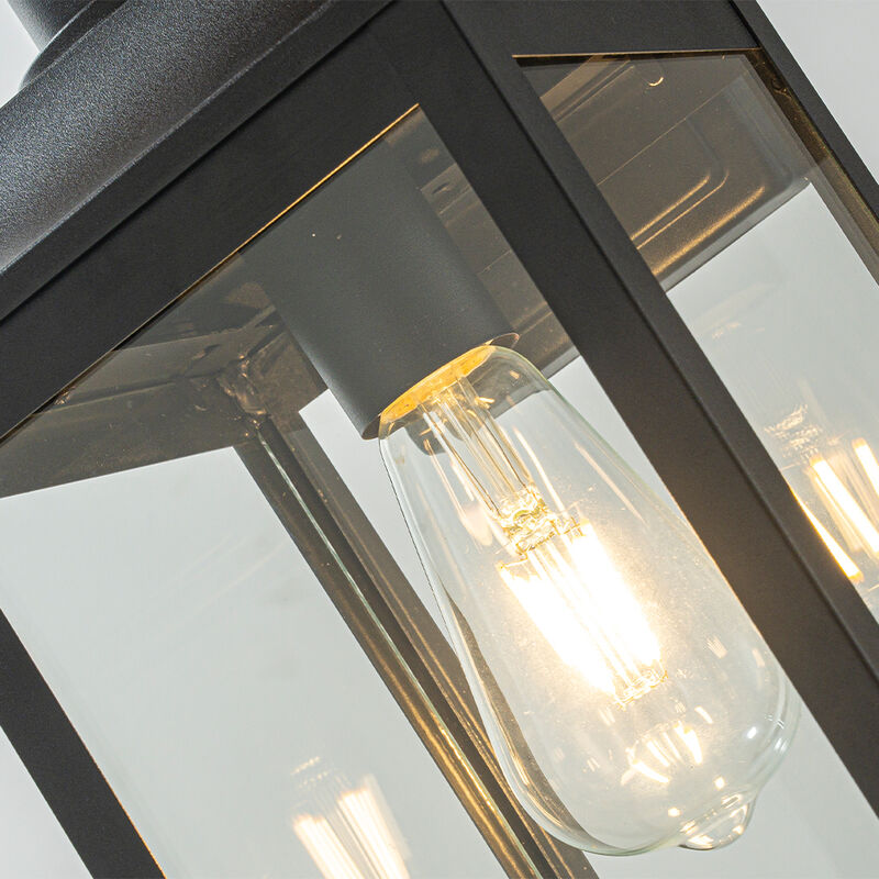 1 Light H16 in. Farmhouse Outdoor Wall Lantern with Motion Sensor in Matte Black Modern Exterior Wall Sconce with Clear Glass for Porch Courtyard image number 4