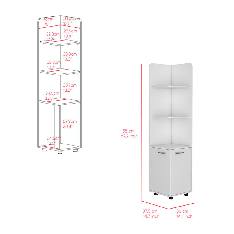 Malibu Freestanding Linen Cabinet, 2-Doors, Open Shelves -White