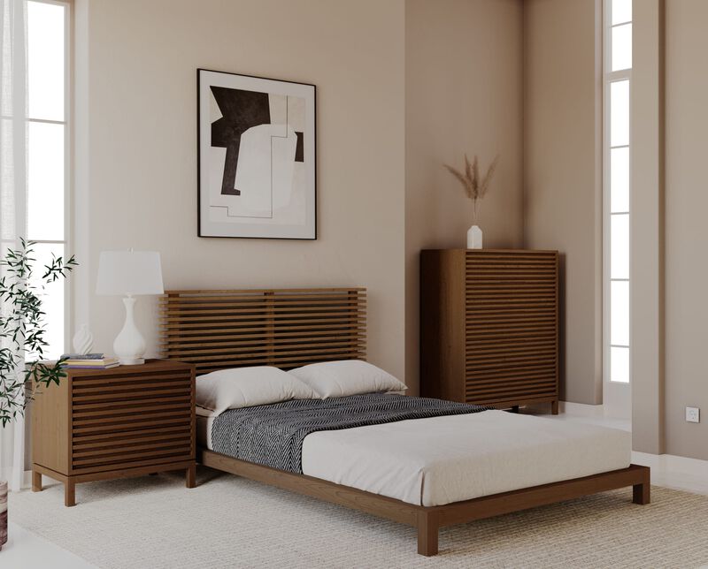 Tanner Queen-size Solid Ash Platform Bed in Roux
