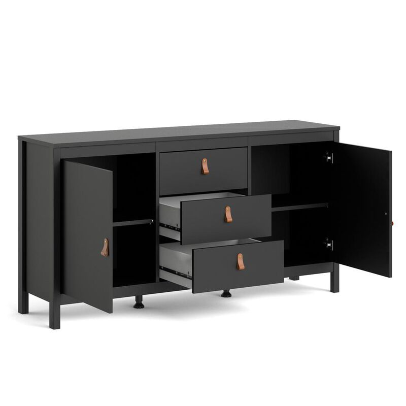 Tvilum Madrid 2 Door Sideboard with 3 Drawers, Black Matte